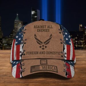 Air Force Hat 1776 %E2%80%98Merica Against All Enemies Foreign And Domestic Cap