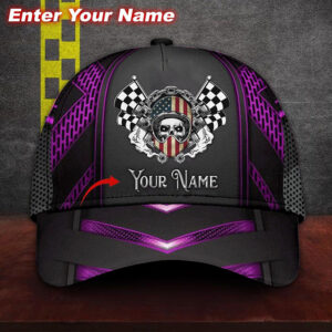 America Flag Skull Racing Custom Name Cap 3