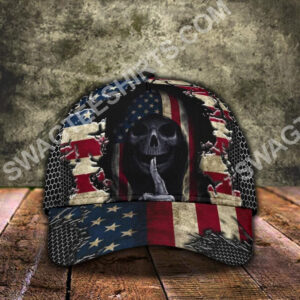American Flag Skull Crack All Over Printed Cap