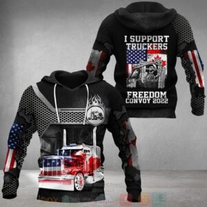 American Flag Trucker I Support Truckers Freedom Convoy 2022 3D Hoodie