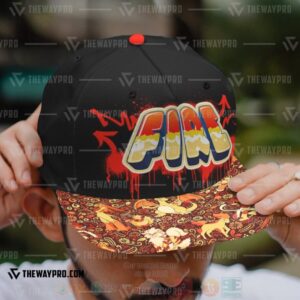 Anime Pokemon Fire Type Pattern Graffiti Text Custom Baseball Cap