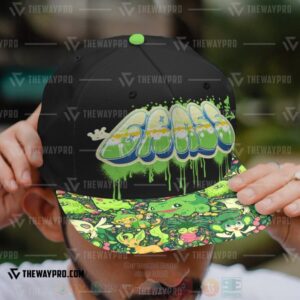 Anime Pokemon Grass Type Pattern Graffiti Text Custom Baseball Cap