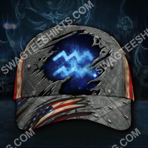 Aquarius Zodiac America Flag All Over Printed Classic Cap