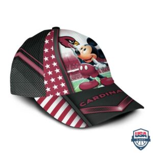 Arizona Cardinals Nfl Mickey Mouse 3D Cap
