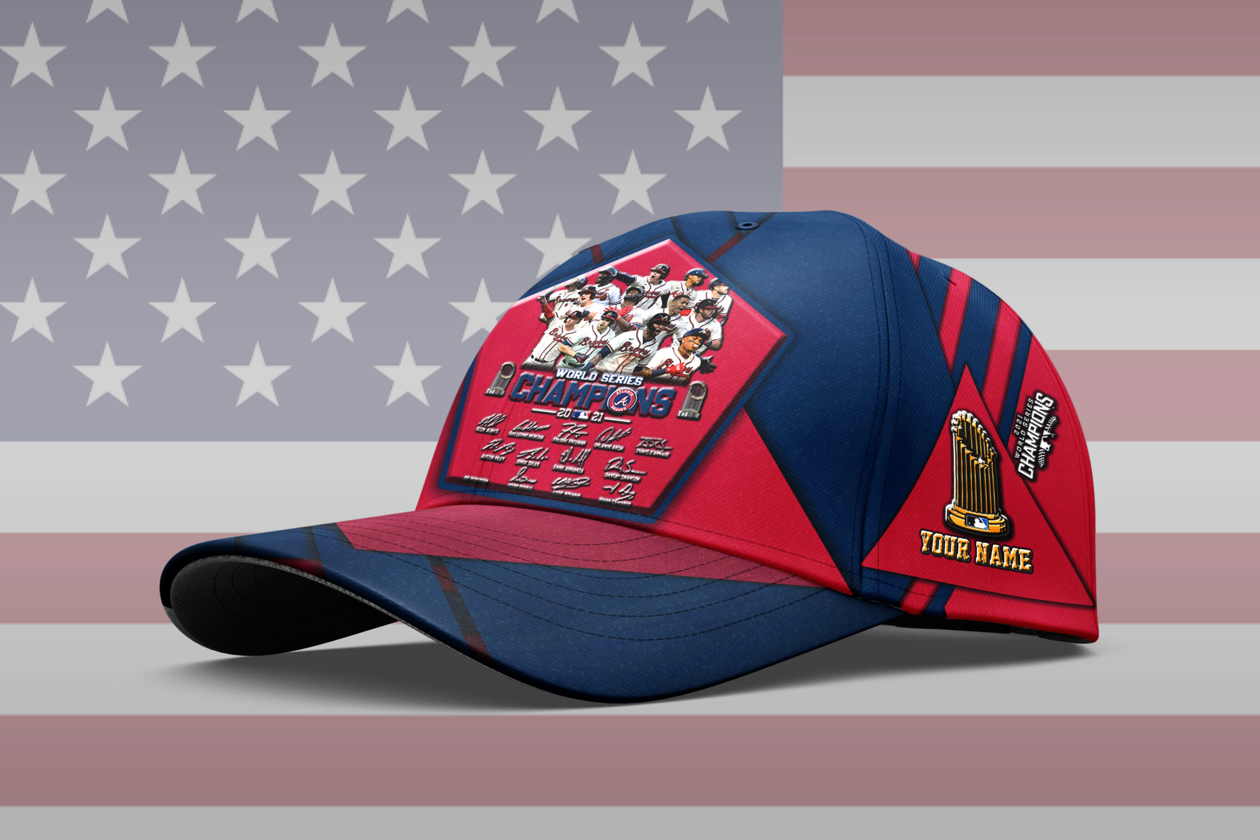 Atlanta Braves Champions With Signature World Series Champions Personalized Custom Cap Hat Atlanta Braves Champions With Signature World Series Champions Personalized Custom Cap Hat