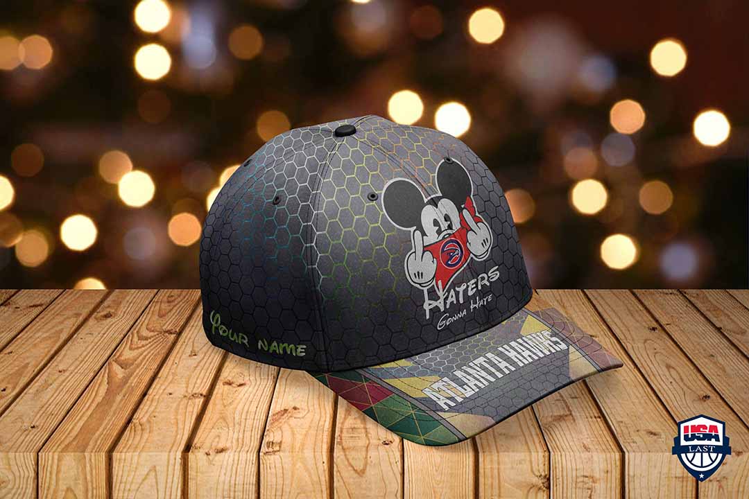 Atlanta Hawks Mickey Mouse Haters Gonna Hate Custom Name Hat Cap Atlanta Hawks Mickey Mouse Haters Gonna Hate Custom Name Hat Cap