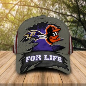 Baltimore Ravens Baltimore Orioles For Life Cap Hat