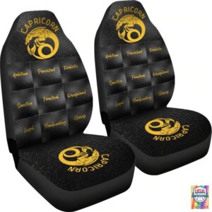 Black Car Seat Cover Capricorn Zodiac Sign