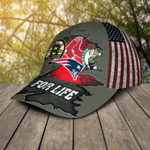 Boston Celtics New England Patriots Boston Bruins Boston Red Sox For Life Cap Hat 4