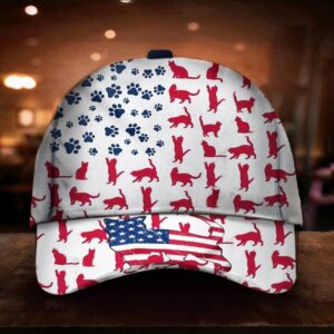 Cat American Flag Cap Hat