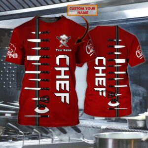 Chef Custom Personalized Name 3D Tshirt Cap 5