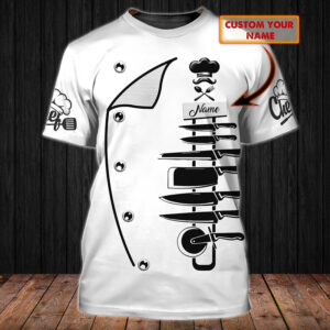 Chef Custom Personalized Name 3D Tshirt Cap 6