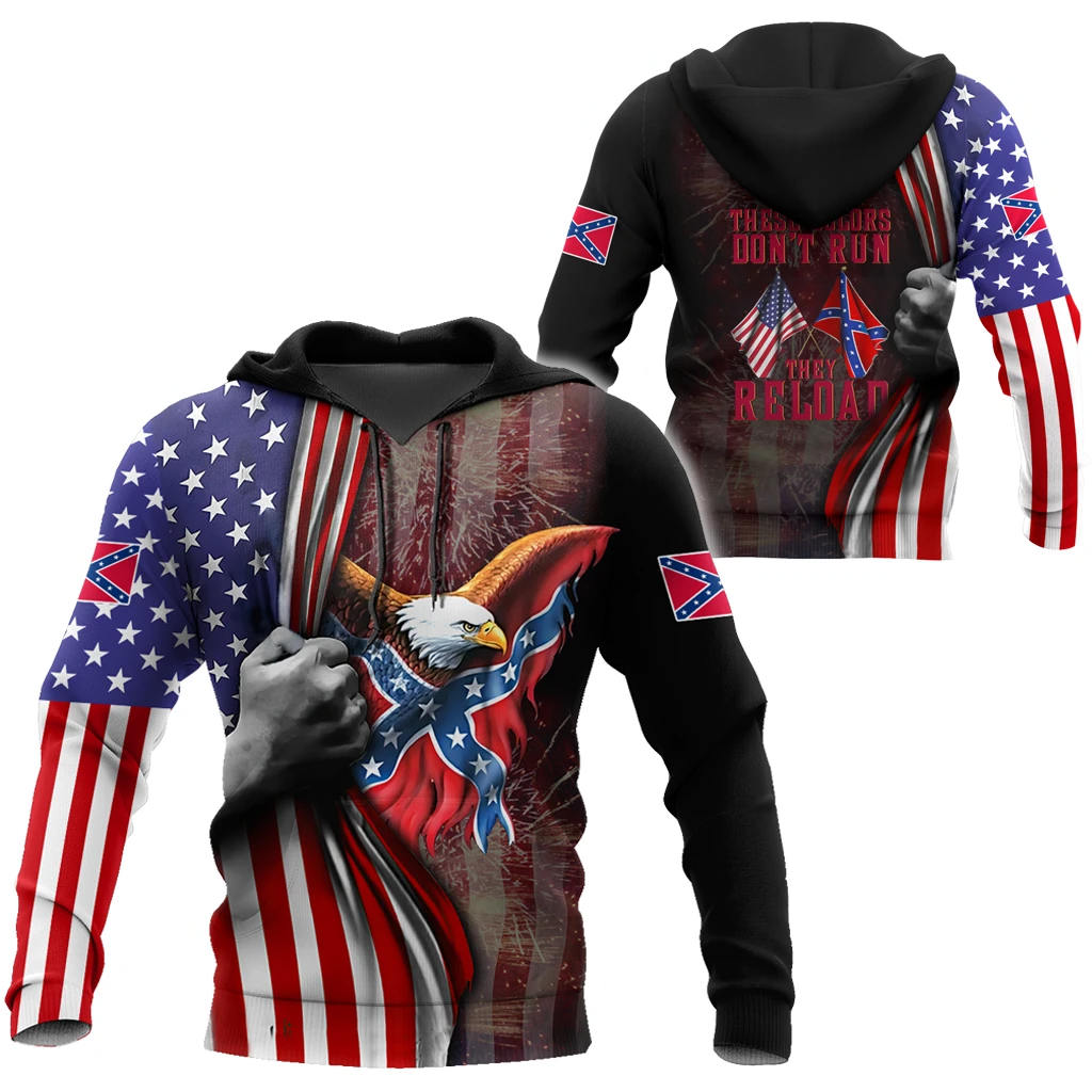 Confederate States Of America These Colors DonT Run They Reload 3D Hoodie Confederate States Of America These Colors DonT Run They Reload 3D Hoodie