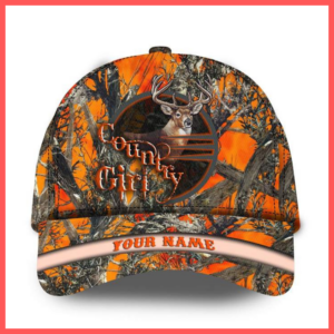 Country Girl Deer Orange Camo Custom Personalized Cap Hat