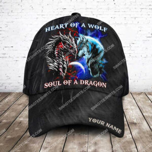 Custom Name Heart Of A Wolf Soul Of A Dragon All Over Printed Classic Cap