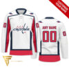 Custom Nhl Washington Capitals White Version Hockey Jersey