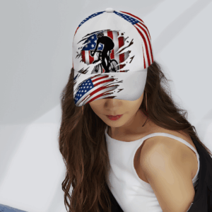 Cycling Man American Flag Pattern Cap