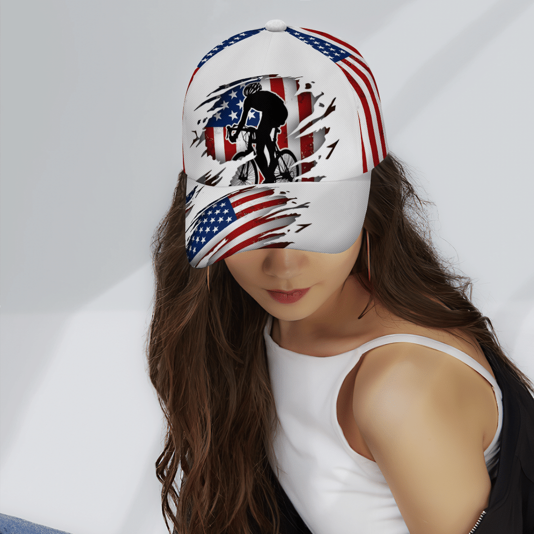 Cycling Man American Flag Pattern Cap Cycling Man American Flag Pattern Cap