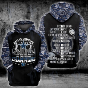 Dallas Cowboys Players Name Nfc East Division Champions 3D Shirt Hoodie