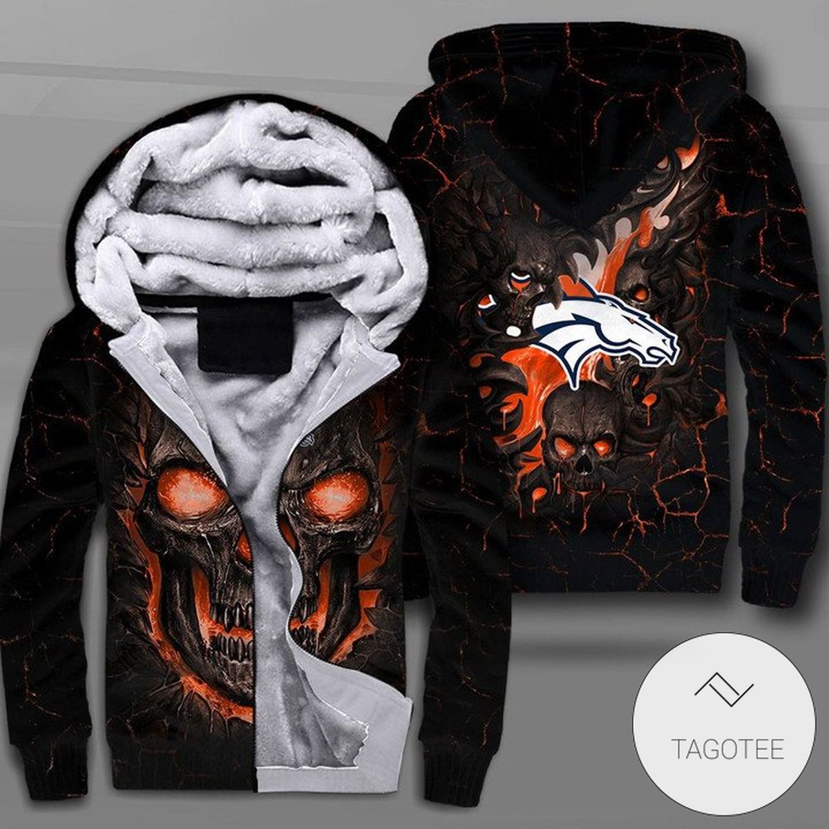 Denver Broncos Lava Skull Zipper Fleece Hoodie Denver Broncos Lava Skull Zipper Fleece Hoodie