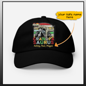 Dinosaur Grandpasaurus Custom Name Cap