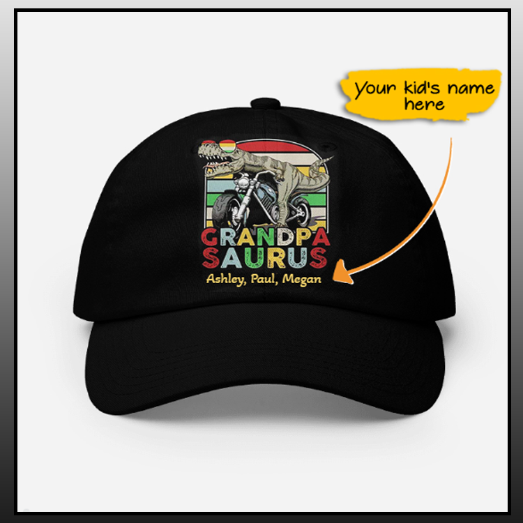 Dinosaur Grandpasaurus Custom Name Cap Dinosaur Grandpasaurus Custom Name Cap