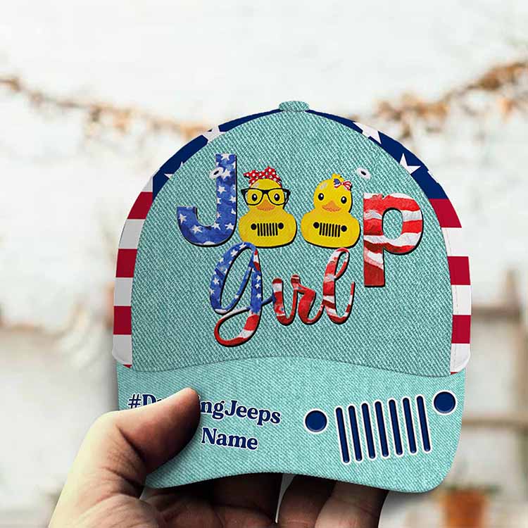 Funny Ducking Jeep Girl Customized Cap Hat Funny Ducking Jeep Girl Customized Cap Hat