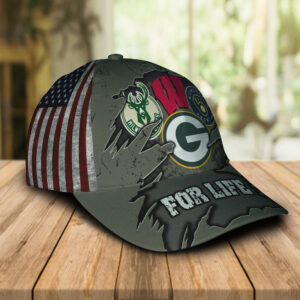Green Bay Packers Wisconsin Badgers Milwaukee Brewers Milwaukee Bucks For Life Cap