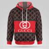 Gucci Red Brown Pattern 3D Hoodie