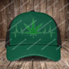 Heartbeat And Cannabis Leaf All Over Printed Classic Cap