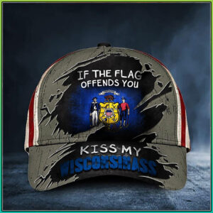 If The Flag Offends You Kiss My Wisconsin Cap Hat