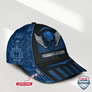Indianapolis Colts 3D Skull Custom Name Classic Cap