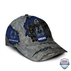 Indianapolis Colts Eagle Skull Custom Name Graphic 3D Personalized Cap