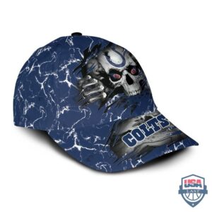 Indianapolis Colts Nfl Skull Cracked Neon Lights Classic Cap