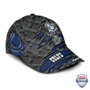 Indianapolis Colts Skull With Wings Custom Name Cap