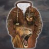 Jesus And Lion Faith Over Fear 3D Hoodie Shirt