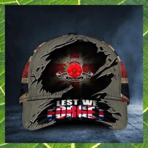 Lest We Forget Uk Poppy Flag Patriotic Honoring Remembrance Day Cap