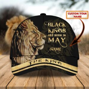 Lion Black Kings Are Born In May Custom Personalized Name Cap