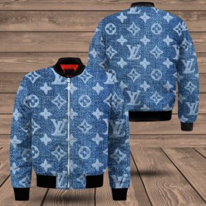 Louis Vuitton Blue Pattern Hoodie Bomber Jacket