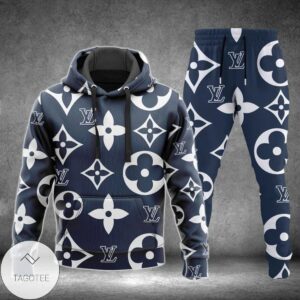 Louis Vuitton Brand Logo Over Printed Hoodie And Pants