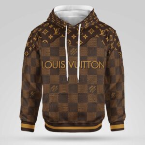 Louis Vuitton Brown Plaid Pattern 3D Hoodie