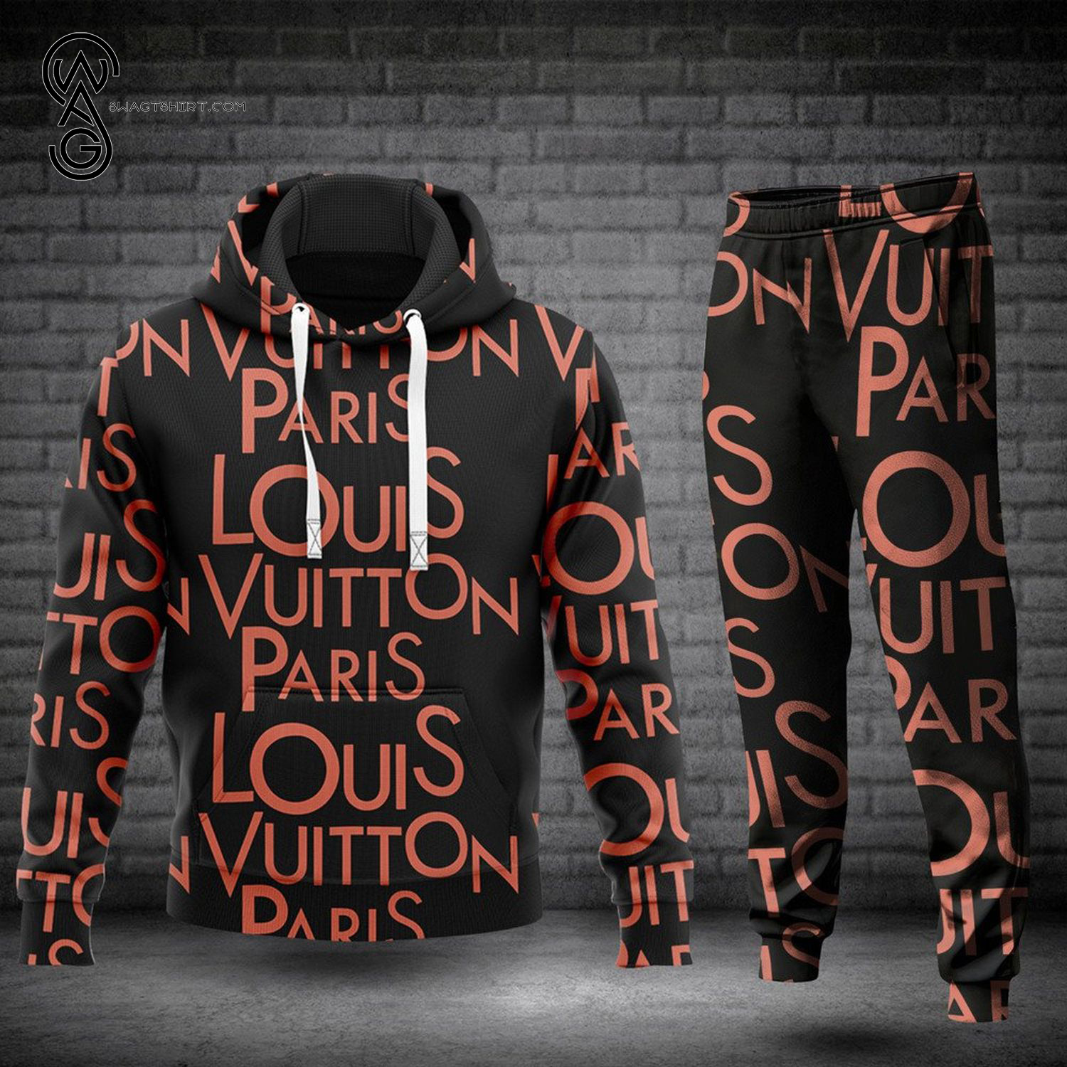 Louis Vuitton Paris Logo Full Print Hoodie And Pants Louis Vuitton Paris Logo Full Print Hoodie And Pants