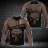 Louis Vuitton Punisher Skull Brown Pattern 3D Shirt Hoodie