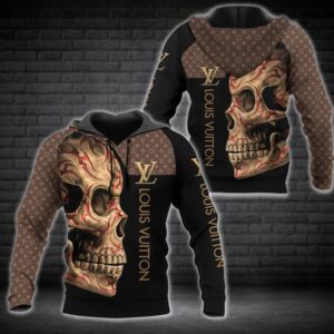 Louis Vuitton Skull Brown Black 3D Shirt Hoodie