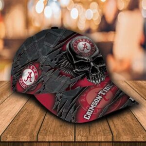 Ncaa Alabama Crimson Tide Skull Custom Name Classic Cap Hat