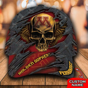 Ncaa Minnesota Golden Gophers Skull Custom Name Cap Hat