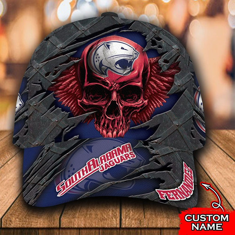 Ncaa-South-Alabama-Jaguars-Skull-Custom-Name-Hat-Cap-1