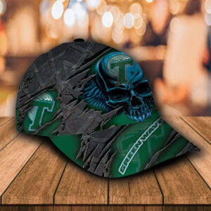 Ncaa Tulane Green Wave Skull Custom Name Cap Hat