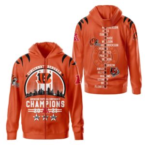 Nfl Cincinnati Bengals Champions 2021 Orange 3D Hoodie Shirt