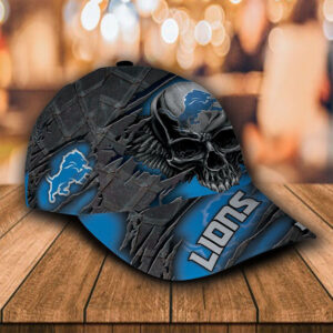 Nfl Detroit Lions Skull Custom Name Cap Hat